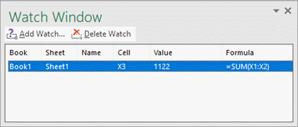 how do you set up a watch window in excel for mac